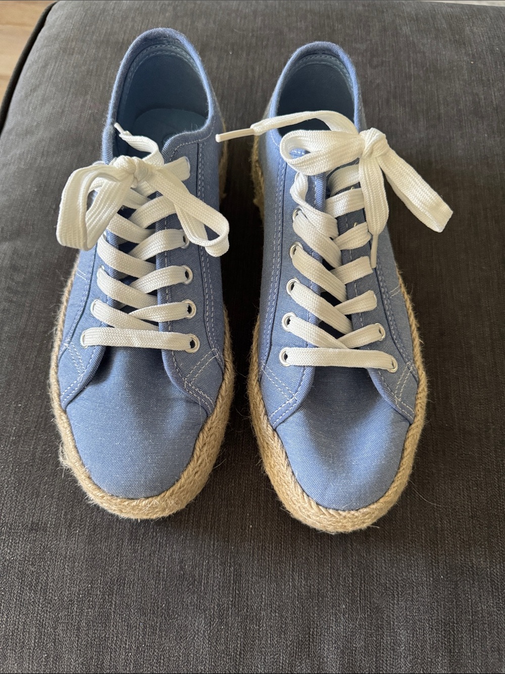 Serra Light Blue Canvas Espadrille Lace-Up Sneakers
